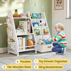 Kids Bookshelf and Toy Storage Organiser: 3-Tier Sling