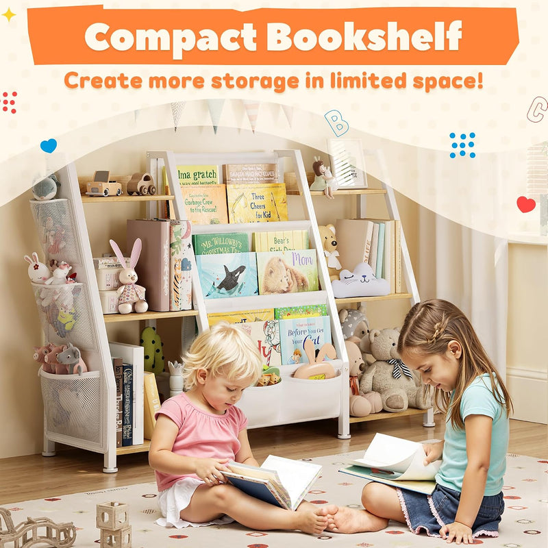 Kids Bookshelf and Toy Storage Organiser: 3-Tier Sling