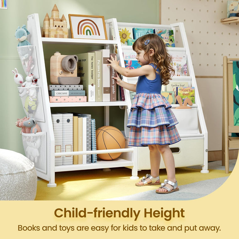 Kids Bookshelf and Toy Storage Organiser: 3-Tier Sling