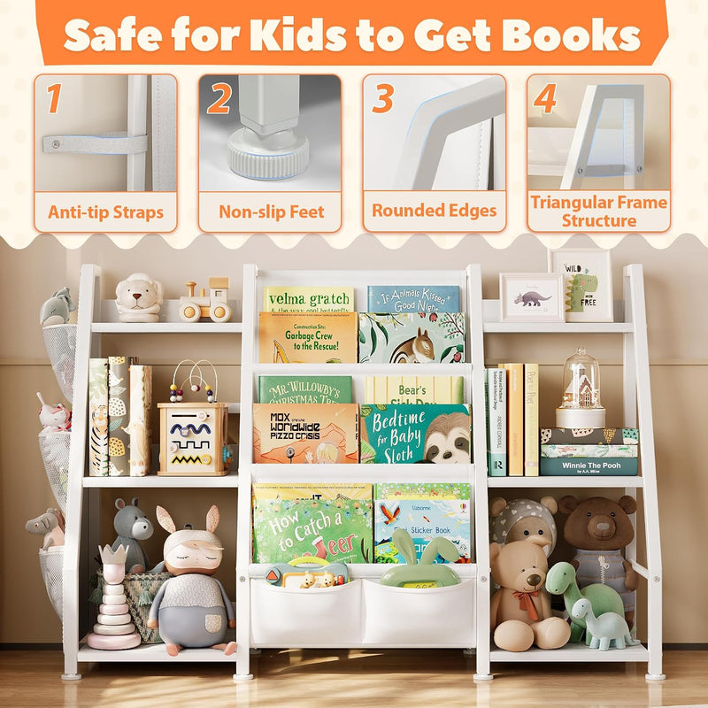 Kids Bookshelf and Toy Storage Organiser: 3-Tier Sling