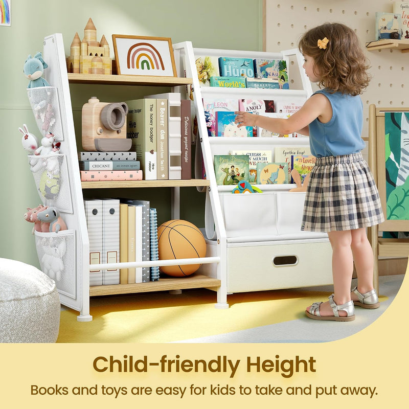 Kids Bookshelf and Toy Storage Organiser: 3-Tier Sling