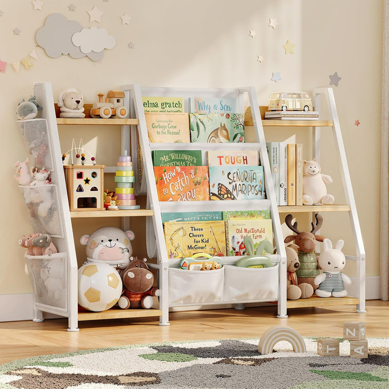 Kids Bookshelf and Toy Storage Organiser: 3-Tier Sling