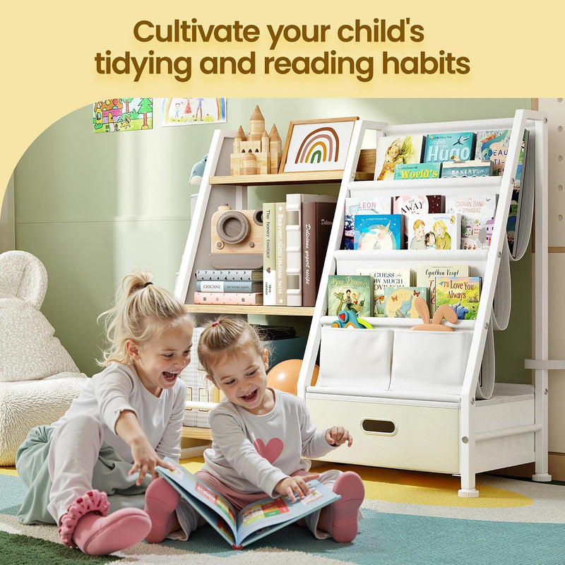Kids Bookshelf and Toy Storage Organiser: 3-Tier Sling