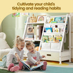 Kids Bookshelf and Toy Storage Organiser: 3-Tier Sling