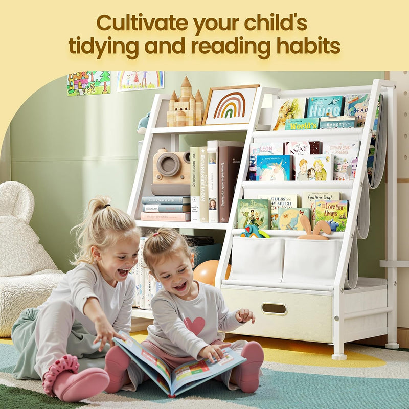 Kids Bookshelf and Toy Storage Organiser: 3-Tier Sling