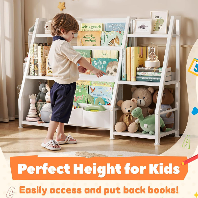Kids Bookshelf and Toy Storage Organiser: 3-Tier Sling