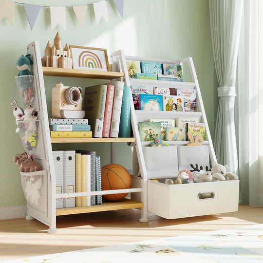 Kids Bookshelf and Toy Storage Organiser: 3-Tier Sling