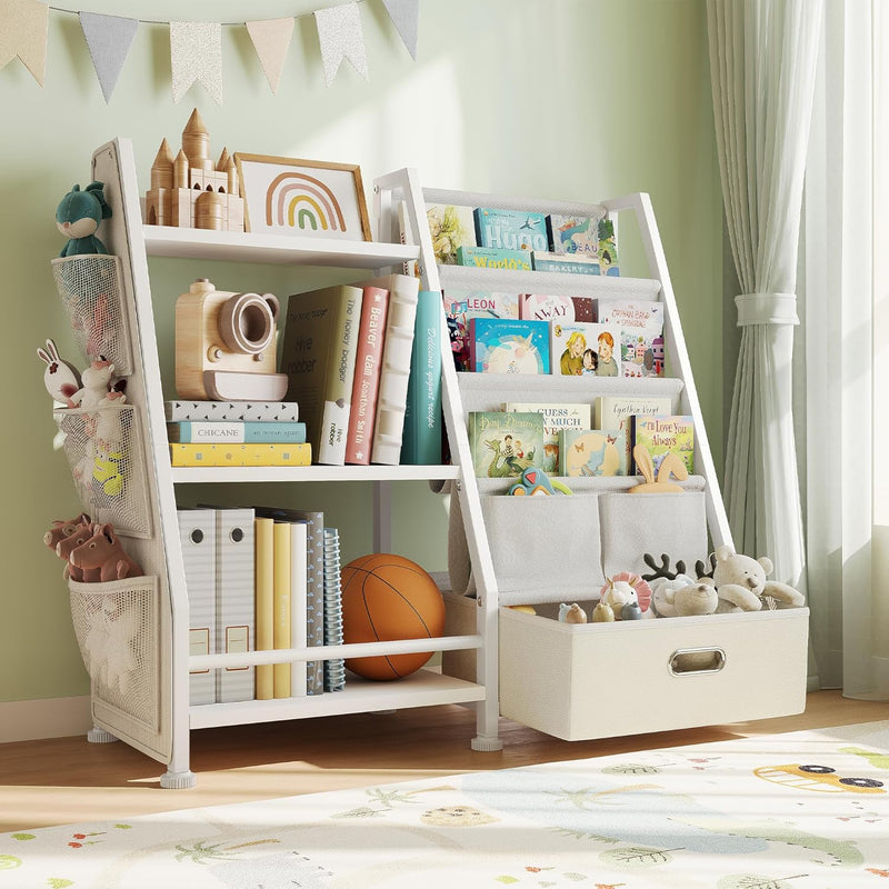 Kids Bookshelf and Toy Storage Organiser: 3-Tier Sling