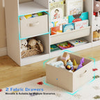 Kids Bookshelf and Toy Storage Organiser with Stuffed