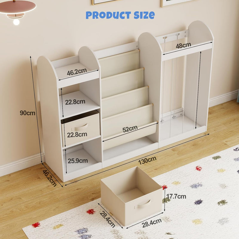 Kids Bookshelf and Toy Storage Organiser with Stuffed