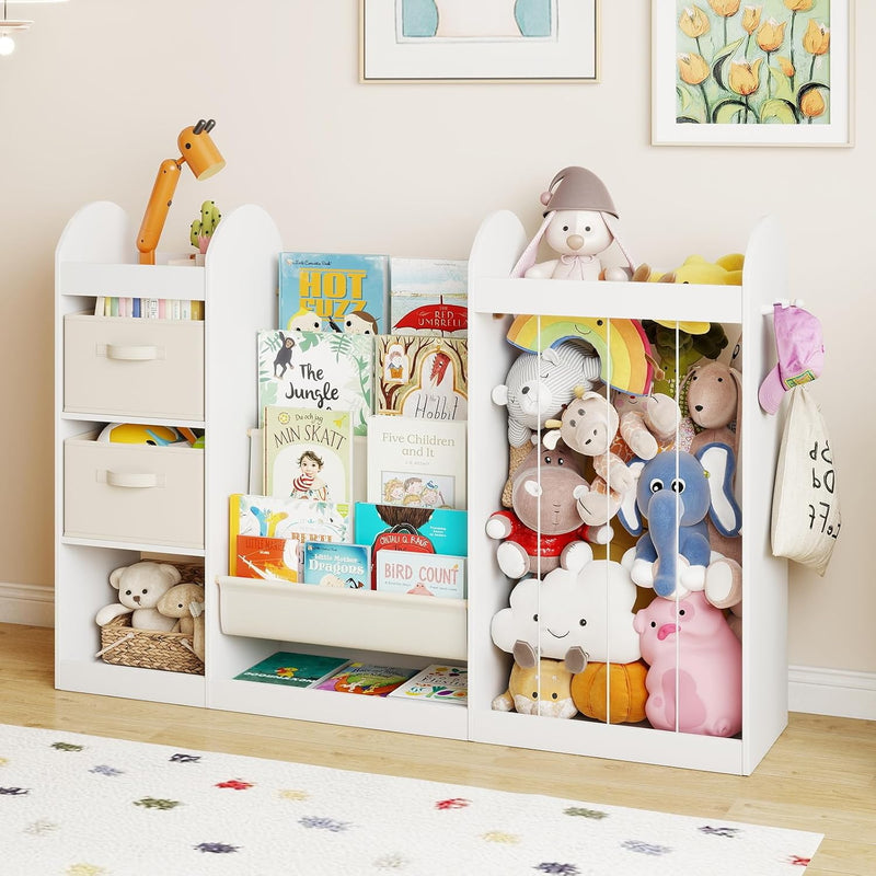Kids Bookshelf and Toy Storage Organiser with Stuffed