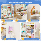 Kids Bookshelf and Toy Storage Organiser with Stuffed