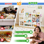 Kids Bookshelf and Toy Storage Organiser with Stuffed