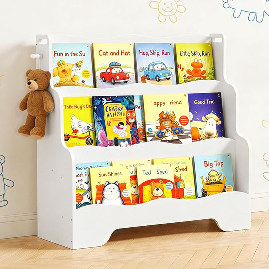 Kids Bookshelf Childrens Bookcase 3 Tier Wooden Book