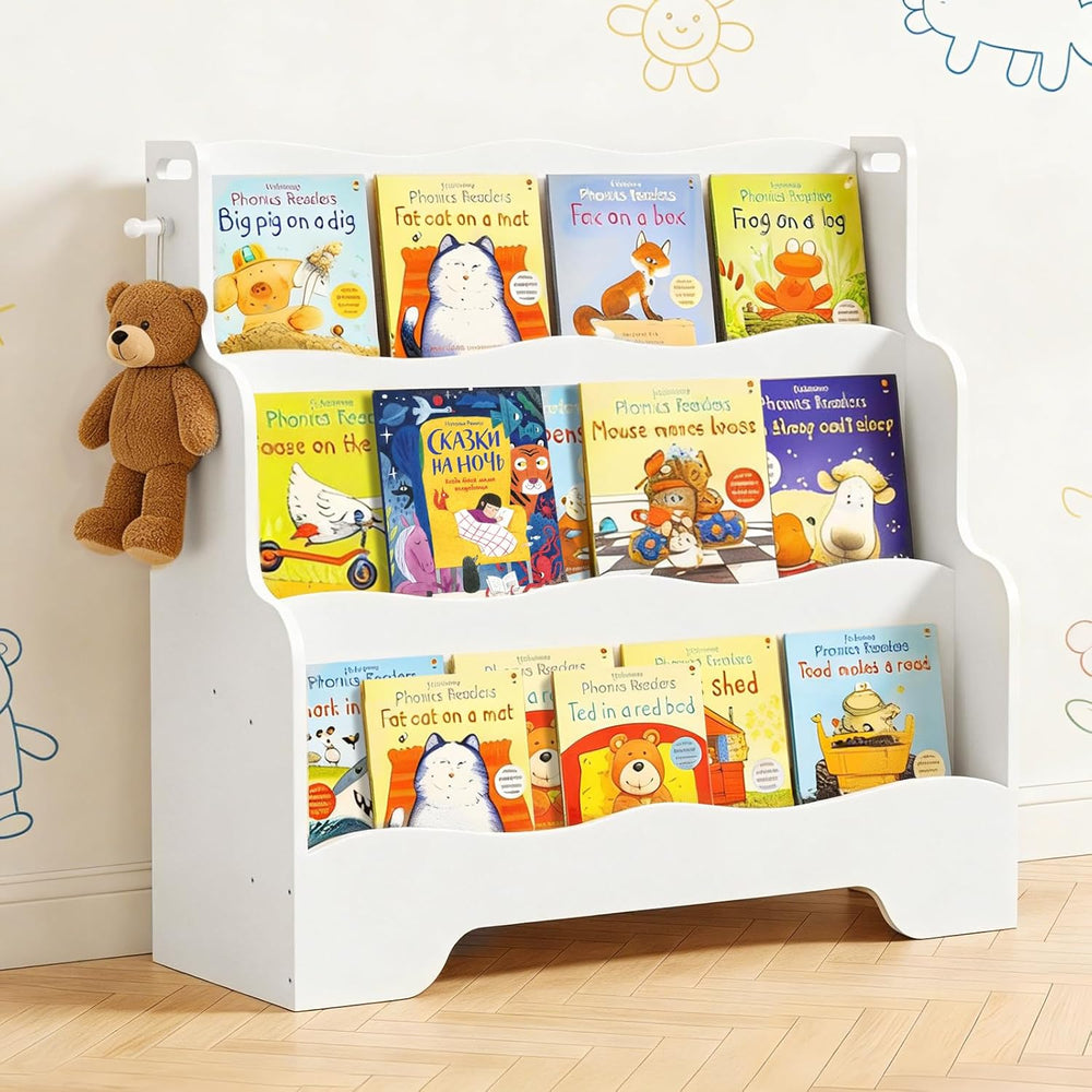 Kids Bookshelf Childrens Bookcase 3 Tier Wooden Book