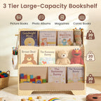 Kids Bookshelf Childrens Bookcase 3 Tier Wooden Book