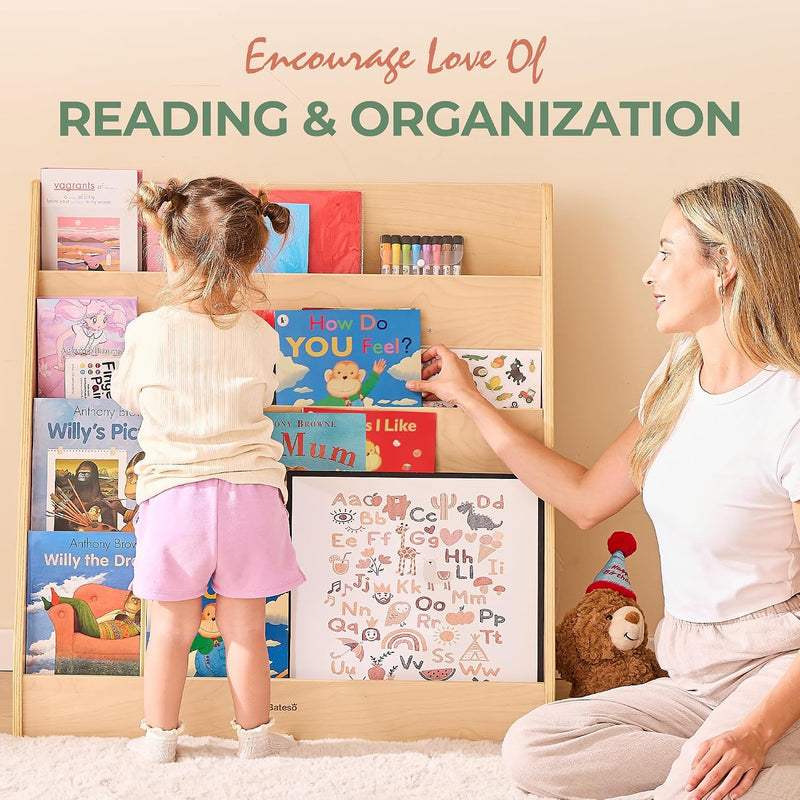 Kids Bookshelf for Toddlers and Babies Wooden Montessori