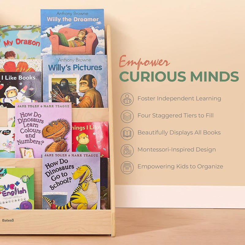 Kids Bookshelf for Toddlers and Babies Wooden Montessori