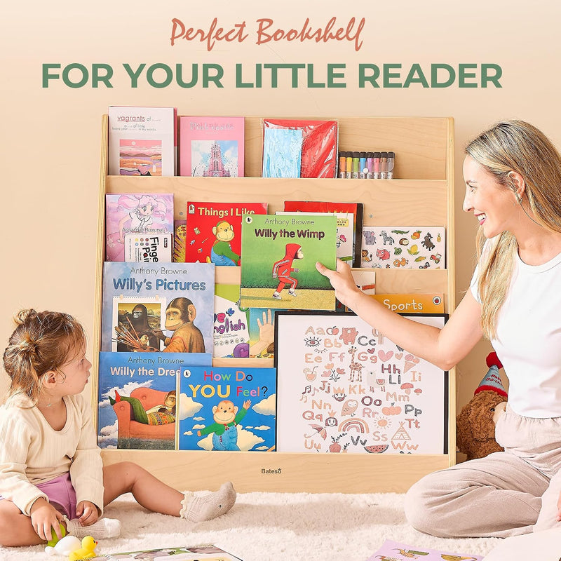 Kids Bookshelf for Toddlers and Babies Wooden Montessori