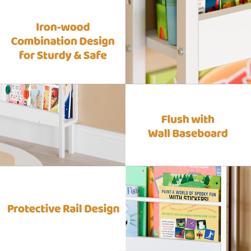 Kids Bookshelf Wall Mounted 6-Tier