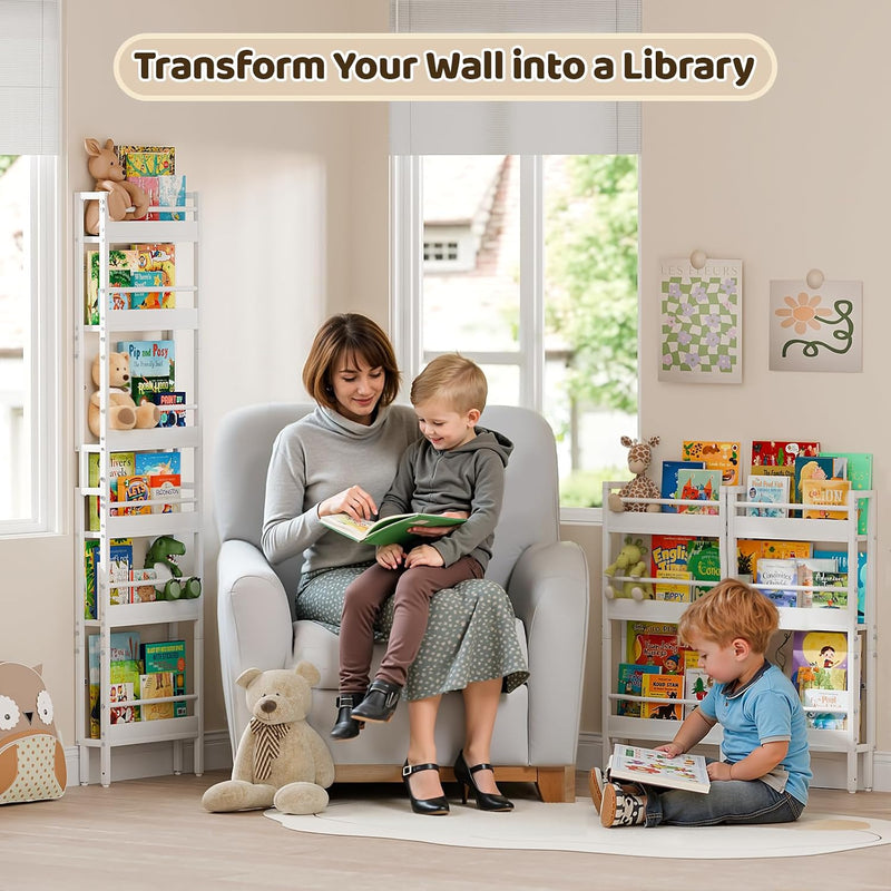 Kids Bookshelf Wall Mounted 6-Tier