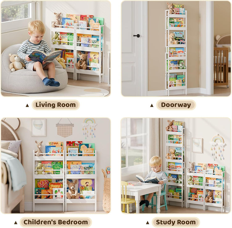Kids Bookshelf Wall Mounted 6-Tier