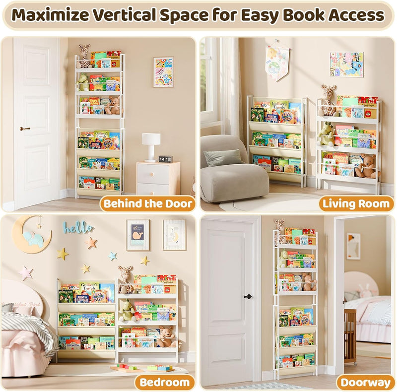 Kids Bookshelf Wall Mounted 6-Tier