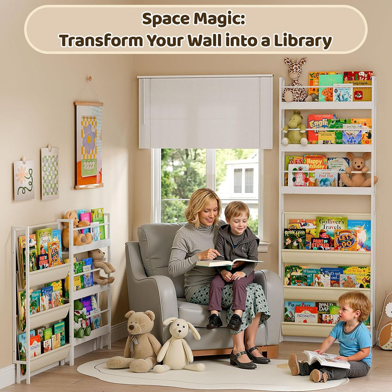 Kids Bookshelf Wall Mounted 6-Tier