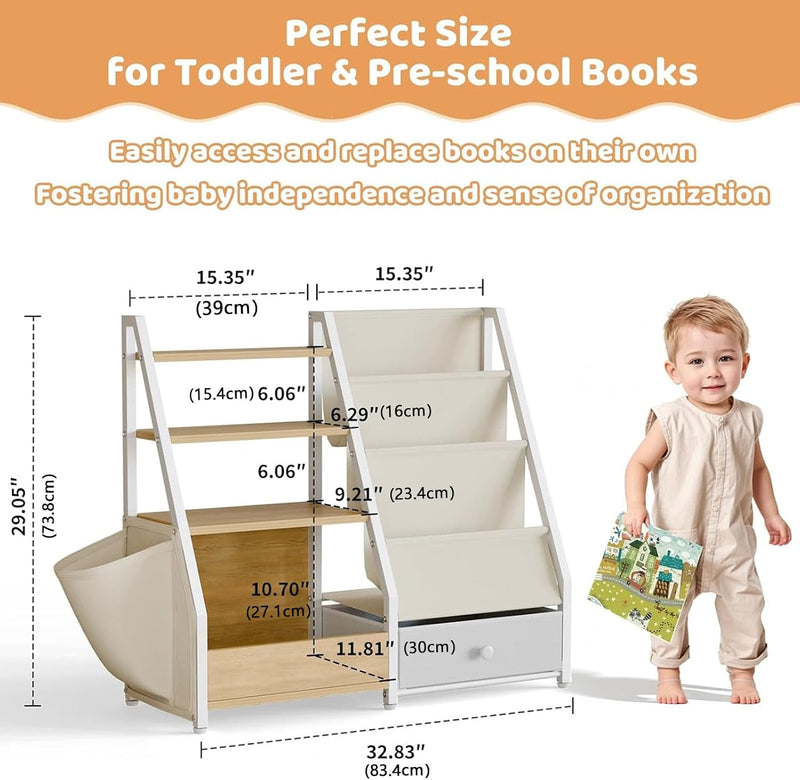 Kids Bookshelf with Toy Storage Toddler Drawer