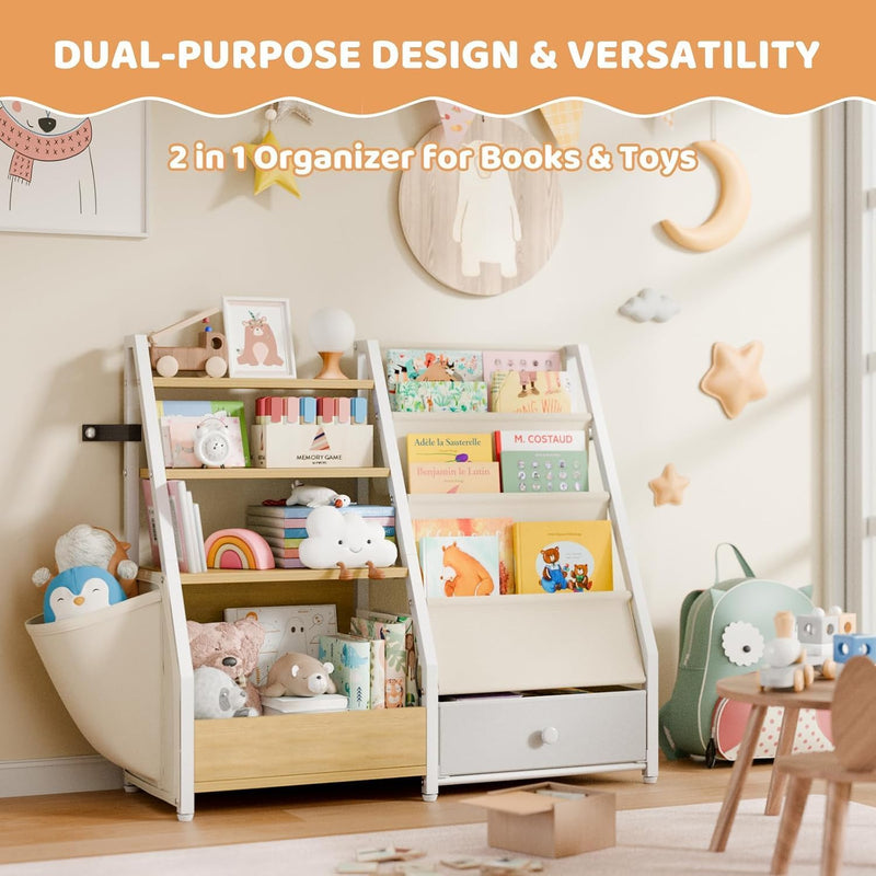 Kids Bookshelf with Toy Storage Toddler Drawer