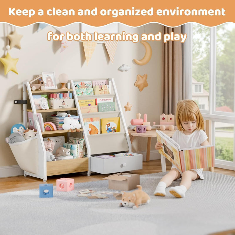 Kids Bookshelf with Toy Storage Toddler Drawer