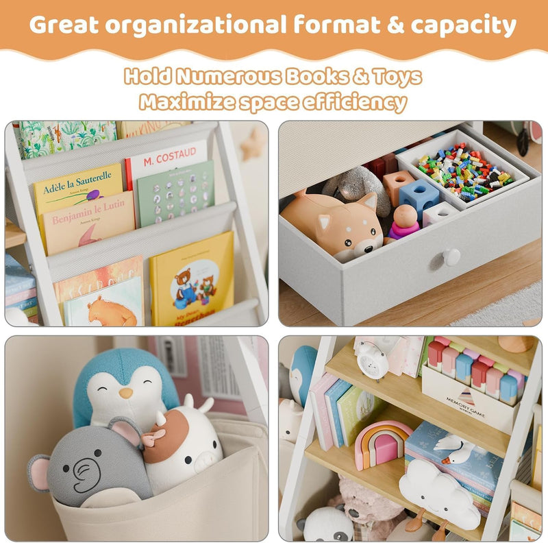 Kids Bookshelf with Toy Storage Toddler Drawer