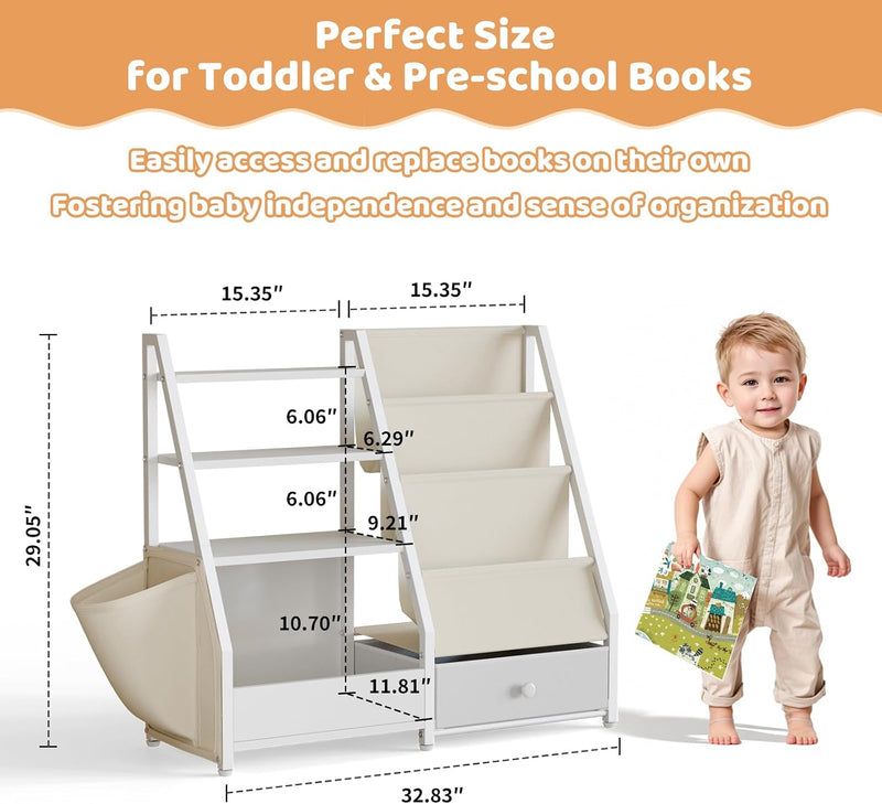 Kids Bookshelf with Toy Storage Toddler Drawer