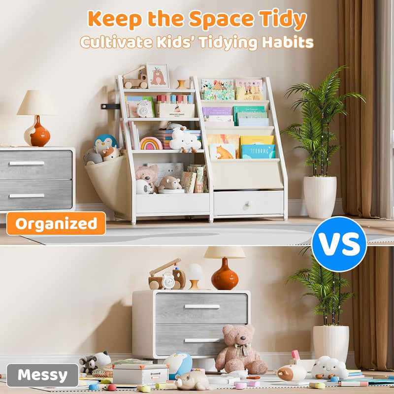 Kids Bookshelf with Toy Storage Toddler Drawer