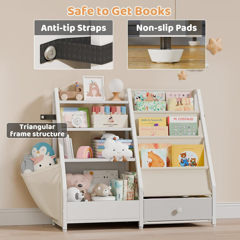 Kids Bookshelf with Toy Storage Toddler Drawer
