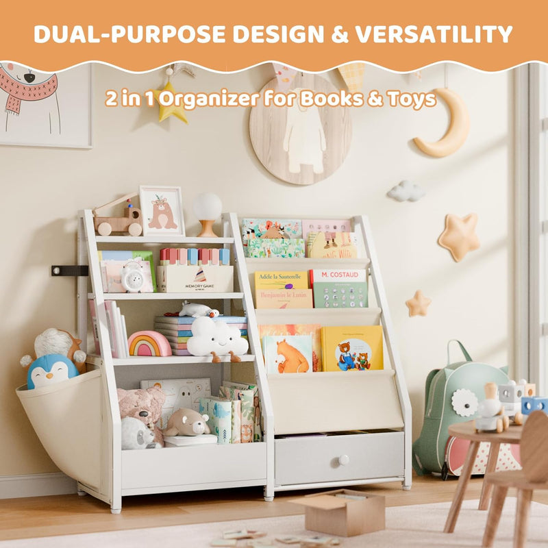 Kids Bookshelf with Toy Storage Toddler Drawer