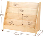 Kids Bookshelf Wooden 4-Tier Front Facing Book Display
