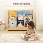 Kids Bookshelf Wooden 4-Tier Front Facing Book Display