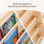 Kids Bookshelf Wooden 4-Tier Front Facing Book Display