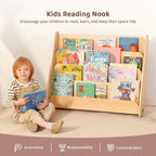 Kids Bookshelf Wooden 4-Tier Front Facing Book Display