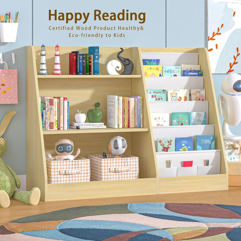 Kids Bookshelf Wooden Childrens Bookcase Oak Storage Book