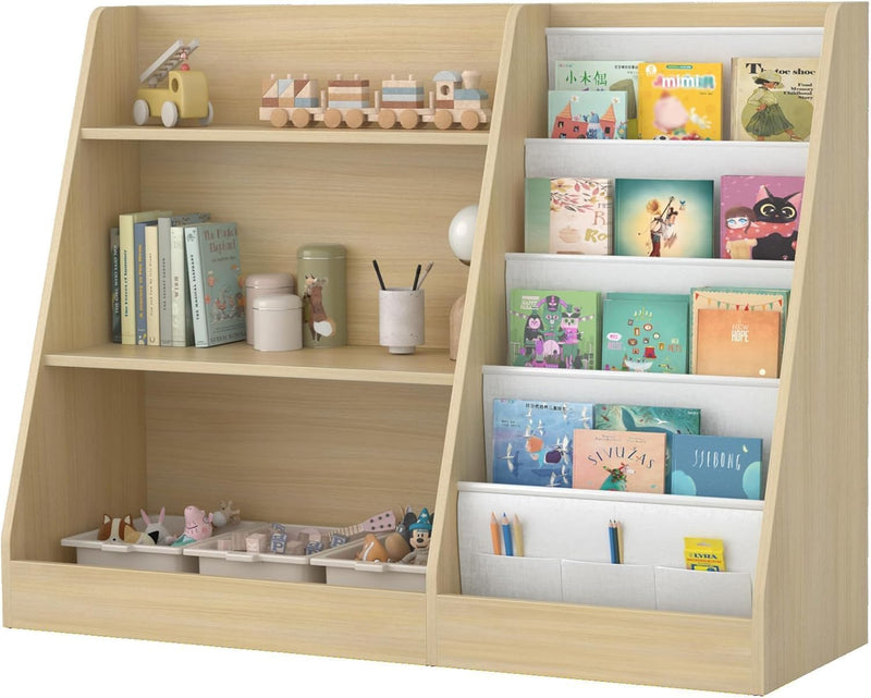 Kids Bookshelf Wooden Childrens Bookcase Oak Storage Book