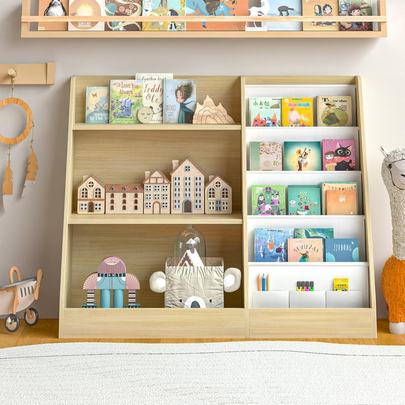 Kids Bookshelf Wooden Childrens Bookcase Oak Storage Book