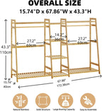 Kids Clothing Rack with Shelves Bamboo Clothes Garment