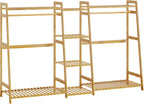 Kids Clothing Rack with Shelves Bamboo Clothes Garment