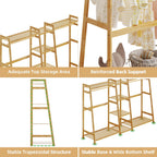 Kids Clothing Rack with Shelves Bamboo Clothes Garment