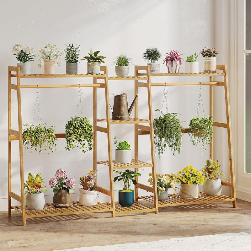 Kids Clothing Rack with Shelves Bamboo Clothes Garment