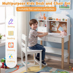 Kids Desk and Chair Set Children Writing Table