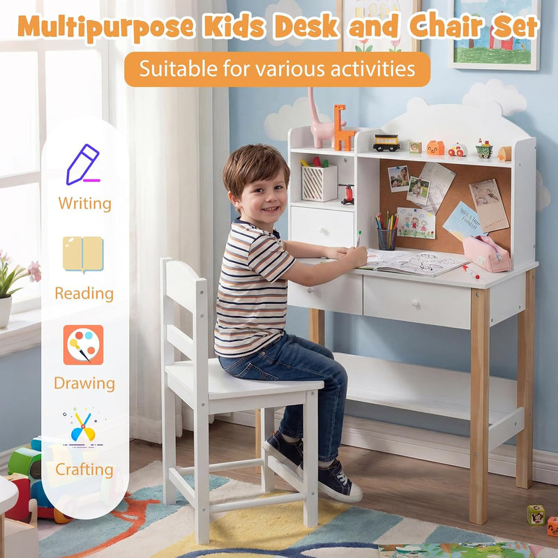 Kids Desk and Chair Set Children Writing Table
