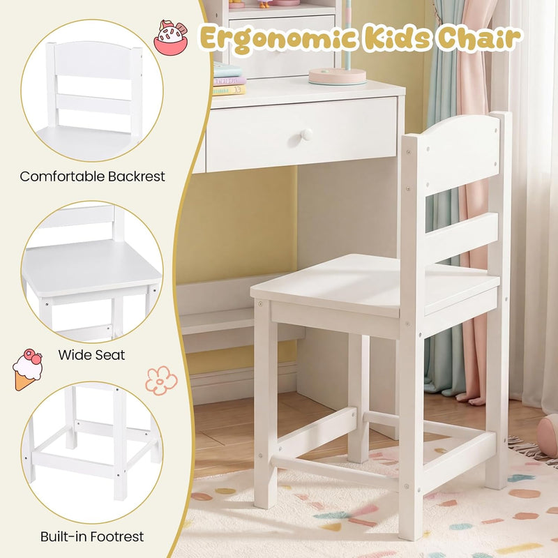 Kids Desk and Chair Set Children Writing Table